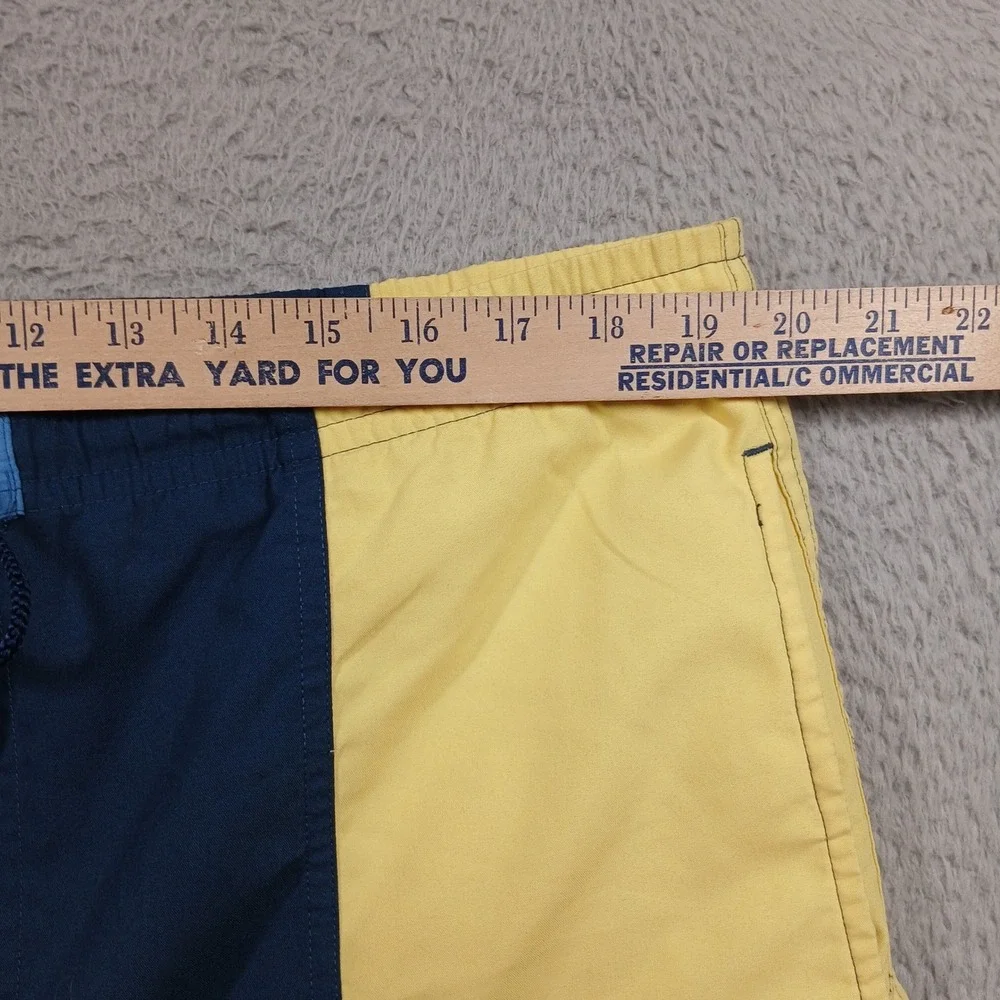 Planks TransAtlantic Colorblock Vintage Swim Trunks Men's L Blue Yellow‎ EUC